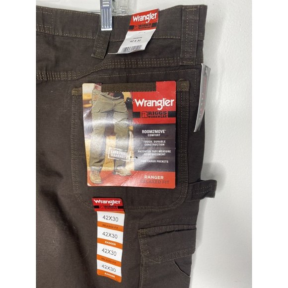 Wrangler Riggs Workwear Ranger Pant Brown Relaxed Fit Cagro Work 42 x 30 3W060DB - Picture 3 of 4